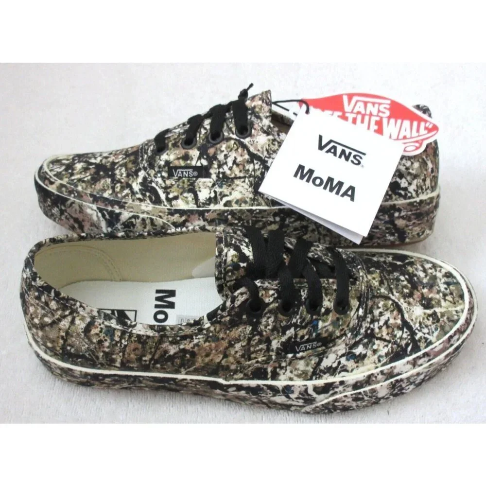 Vans x MoMA Women's Authentic Jackson Pollock Canvas Shoes Black Size 7 NIB